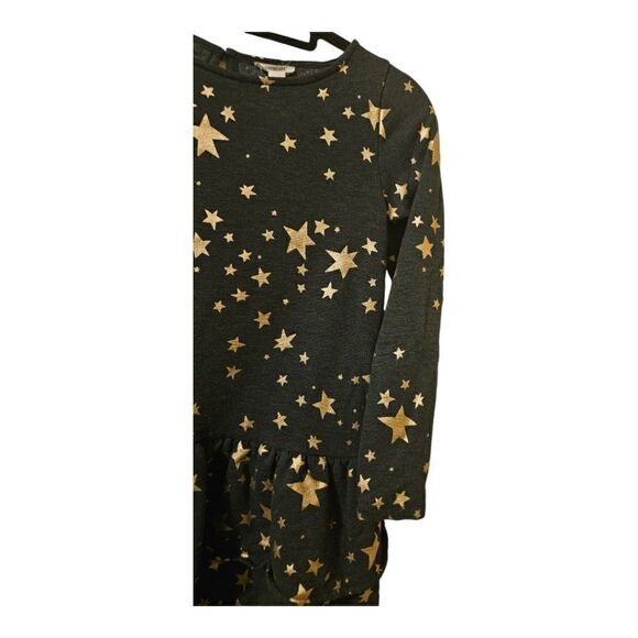 CREWCUTS Girls' Gold Stars Tiered Fleece Dress - Size Large - Picture 6 of 9
